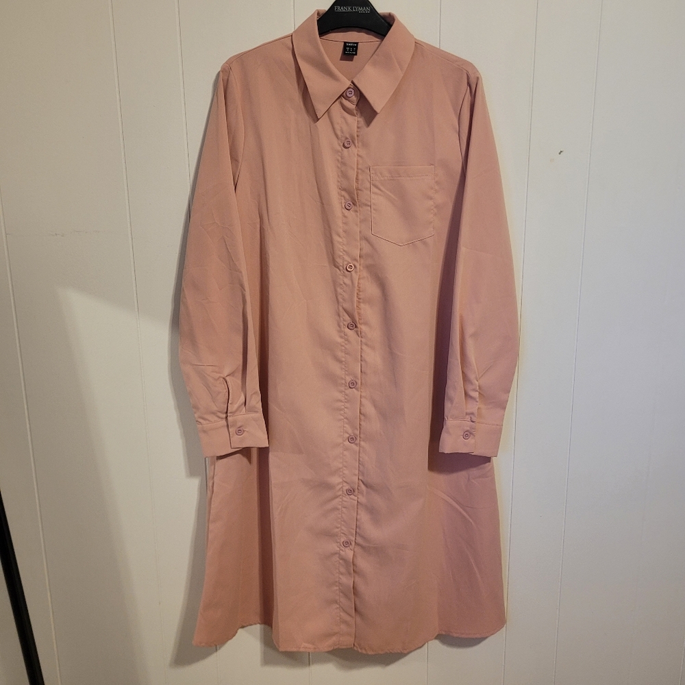 Shein Women's Pink Shirt Dress